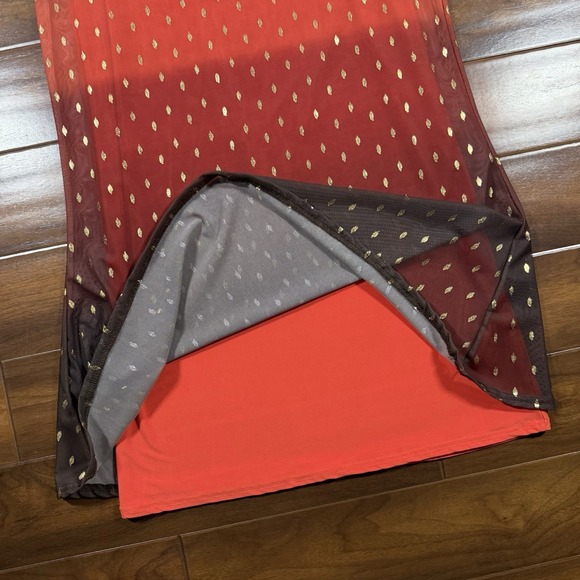 Never Fully Dressed Sz US 12 / UK 16 / EU 44 Sunset Orange Mesh Midi Maxi Dress‎ - Picture 10 of 12